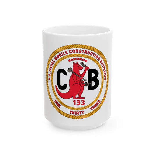 Naval Construction Battalion 133 Seabee (U.S. Navy) White Coffee Mug-15oz-Go Mug Yourself