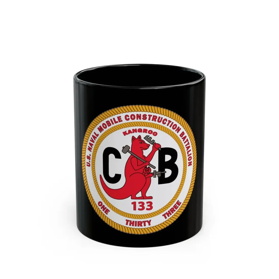 Naval Construction Battalion 133 Seabee (U.S. Navy) Black Coffee Mug 11oz - Go Mug Yourself