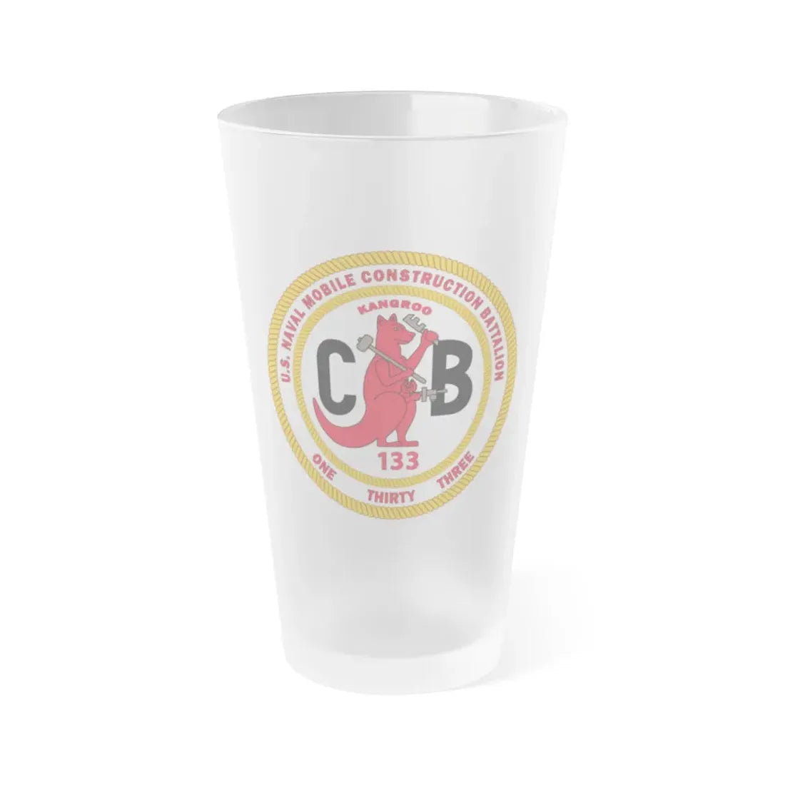 Naval Construction Battalion 133 Seabee (U.S. Navy) Frosted Pint Glass 16oz Default Title - Go Mug Yourself