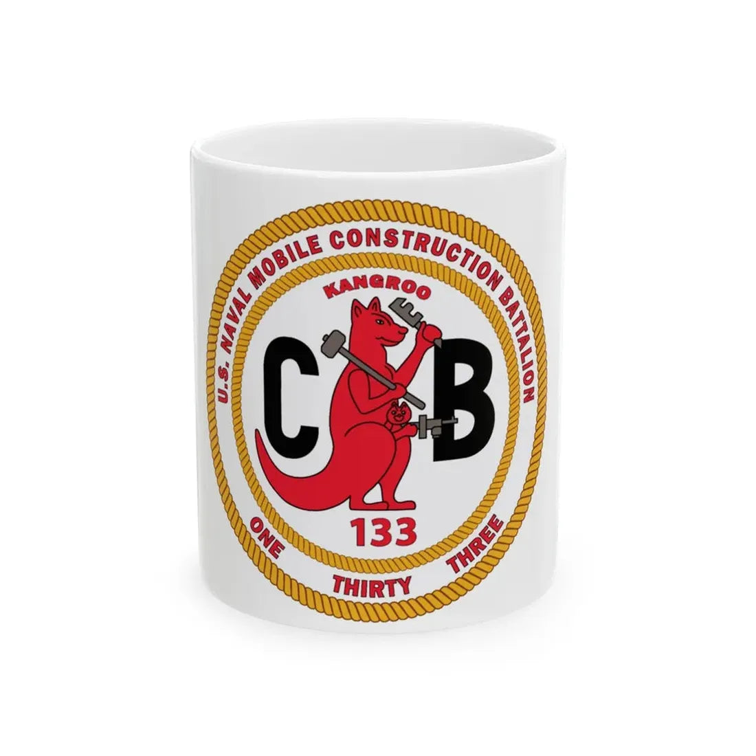 Naval Construction Battalion 133 Seabee (U.S. Navy) White Coffee Mug 11oz - Go Mug Yourself