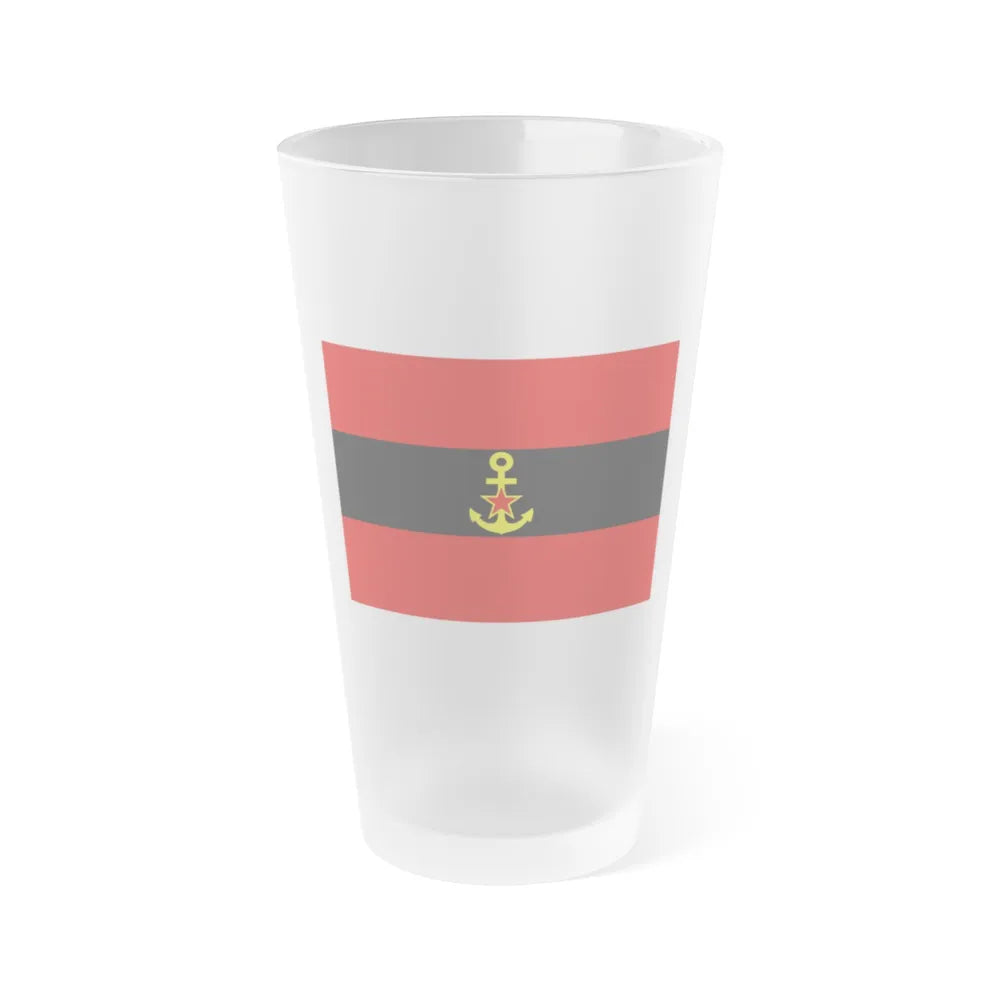 Naval Ensign of Albania 1946 to 1954 - Frosted Pint Glass 16oz-16oz-Frosted-Go Mug Yourself