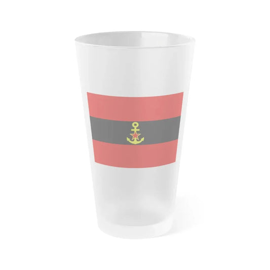 Naval Ensign of Albania 1946 to 1954 - Frosted Pint Glass 16oz 16oz Frosted - Go Mug Yourself