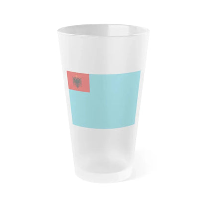 Naval Ensign of Albania 1954 to 1958 - Frosted Pint Glass 16oz 16oz Frosted - Go Mug Yourself
