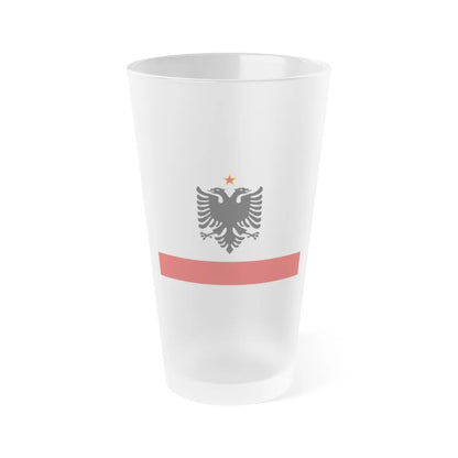 Naval Ensign of Albania 1958 to 1992 - Frosted Pint Glass 16oz-16oz-Frosted-Go Mug Yourself