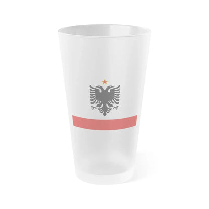 Naval Ensign of Albania 1958 to 1992 - Frosted Pint Glass 16oz 16oz Frosted - Go Mug Yourself