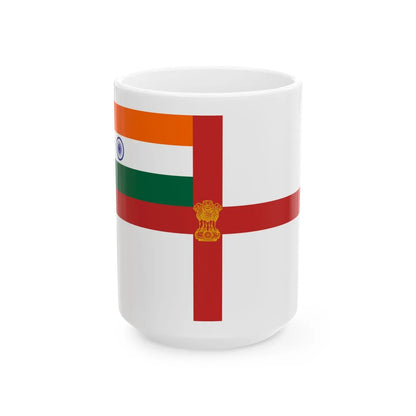 Naval Ensign of India 2004-2014 (India) White Coffee Mug 15oz - Go Mug Yourself