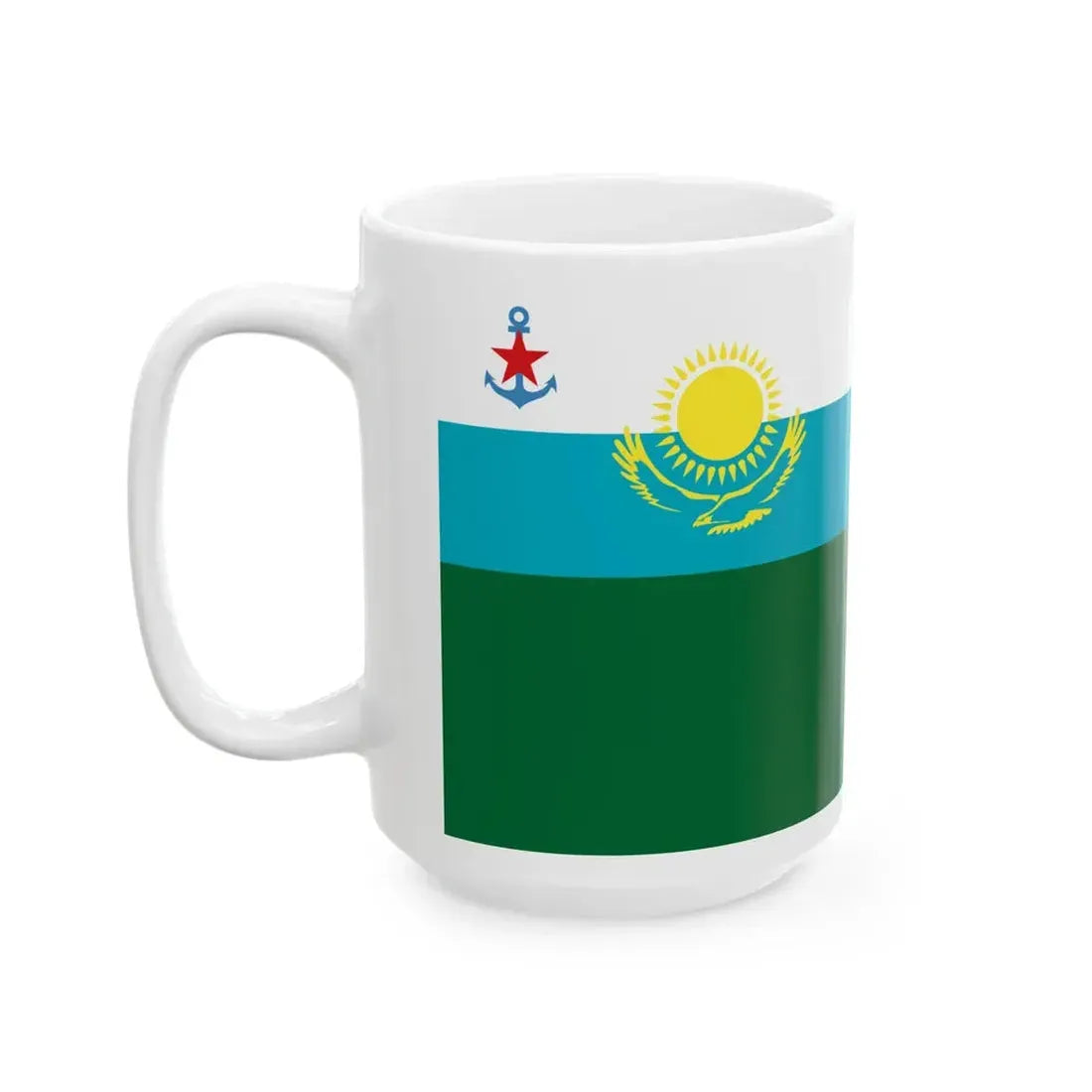 Naval Ensign of Kazakhstan Border Service (Kazakhstan) White Coffee Mug - Go Mug Yourself