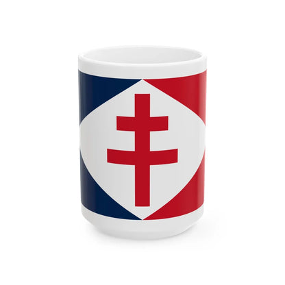 Naval Jack of Free France (Belgium) White Coffee Mug 15oz - Go Mug Yourself