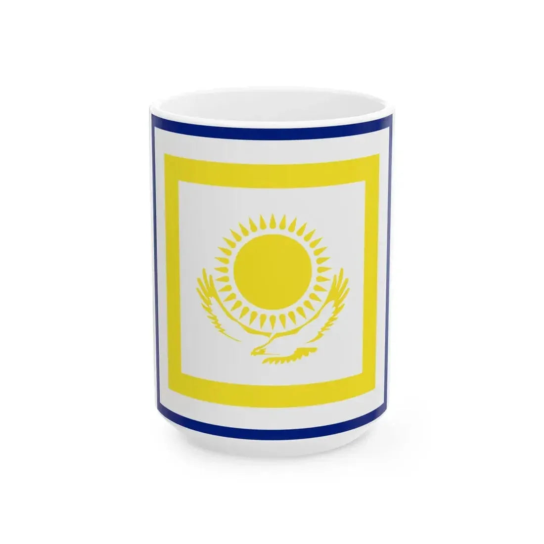 Naval Jack of Kazakhstan (Kazakhstan) White Coffee Mug 15oz - Go Mug Yourself