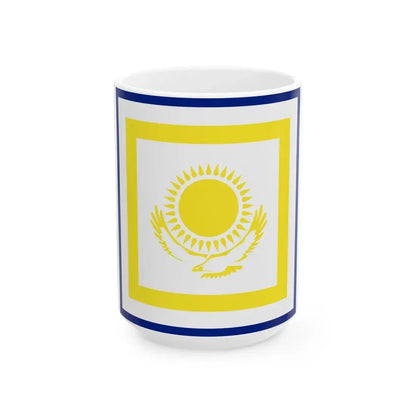 Naval Jack of Kazakhstan (Kazakhstan) White Coffee Mug 15oz - Go Mug Yourself