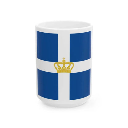 Naval Jack of Kingdom of Greece (Greece) White Coffee Mug 15oz - Go Mug Yourself