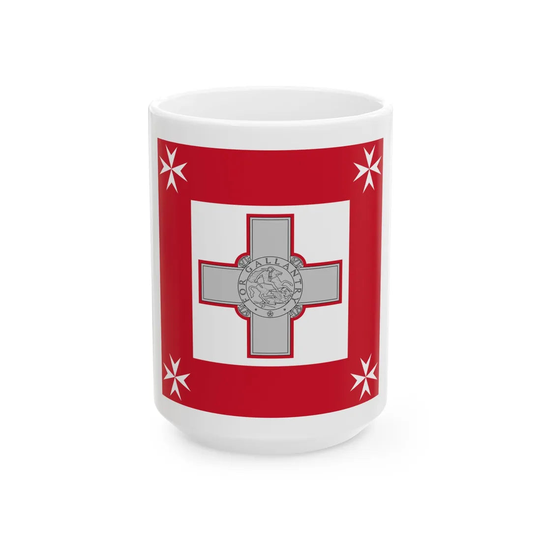 Naval Jack of Malta (Malta) White Coffee Mug 15oz - Go Mug Yourself