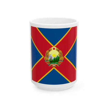 Naval jack of Romania 1954-1965 (Oman) White Coffee Mug 15oz - Go Mug Yourself