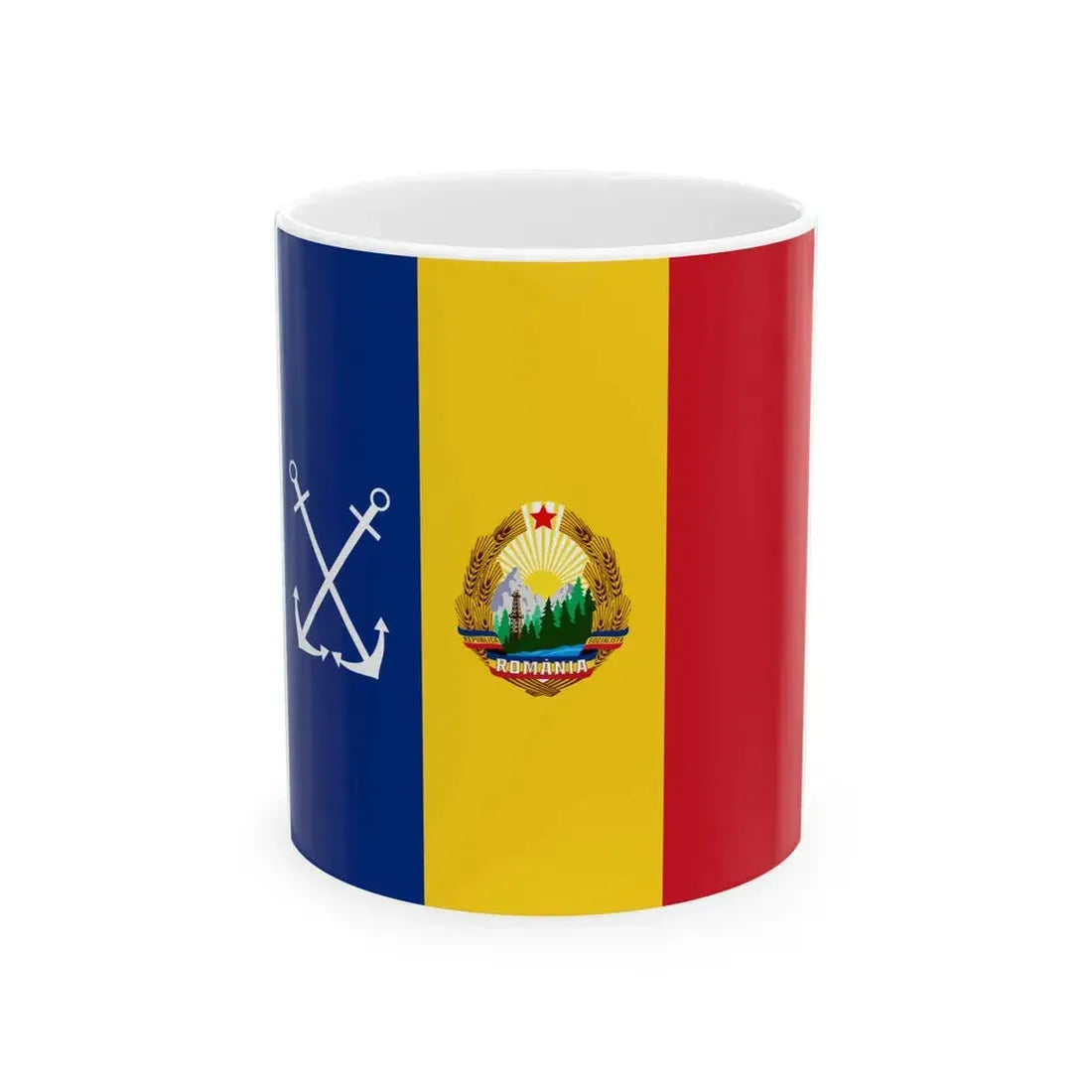 Naval jack of Romania 1966-1989 (Oman) White Coffee Mug 11oz - Go Mug Yourself