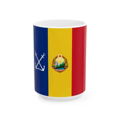 Naval jack of Romania 1966-1989 (Oman) White Coffee Mug 15oz - Go Mug Yourself