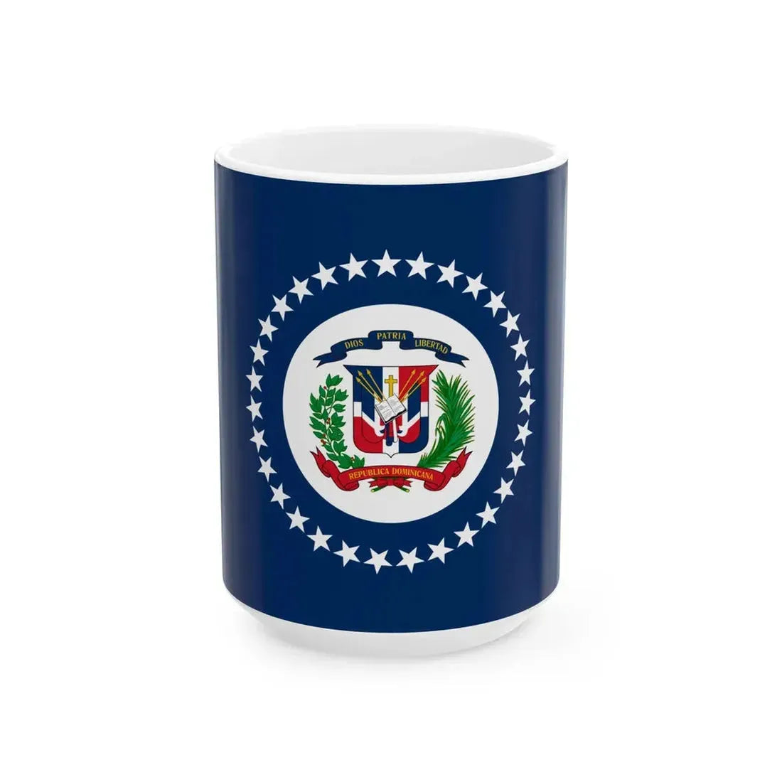 Naval Jack of the Dominican Republic (Dominica) White Coffee Mug 15oz - Go Mug Yourself