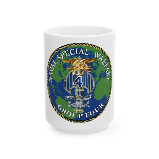 Naval Special Warfare Group 4 (U.S. Navy) White Coffee Mug 15oz - Go Mug Yourself