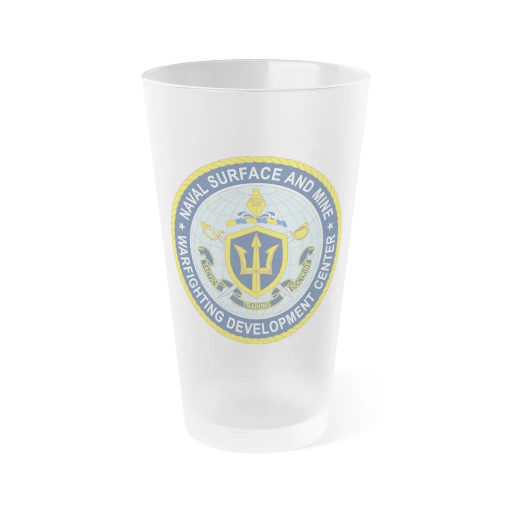 Naval Surface & Mine Warfighting Dev Center (U.S. Navy) Frosted Pint Glass 16oz-Go Mug Yourself