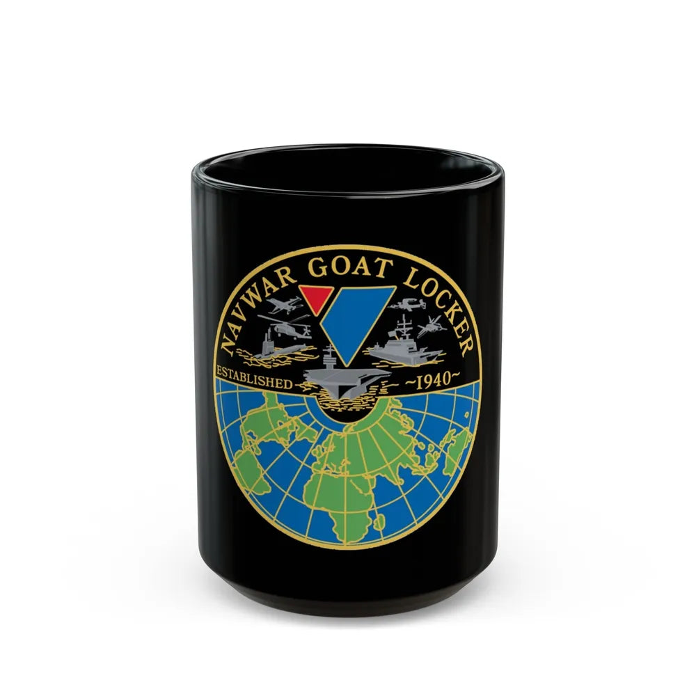 NAVWAR Goat Locker (U.S. Navy) Black Coffee Mug-15oz-Go Mug Yourself