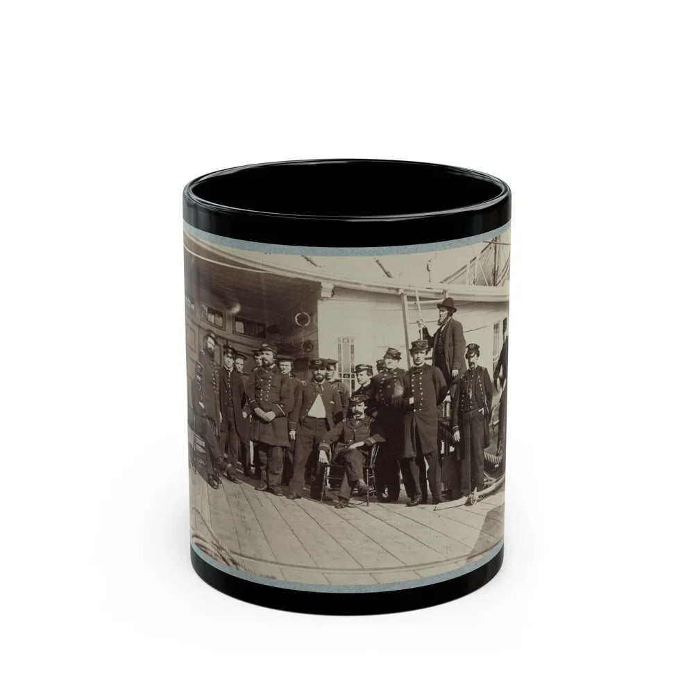 Navy Crewmen On The Deck Of A Ship (U.S. Civil War) Black Coffee Mug-11oz-Go Mug Yourself