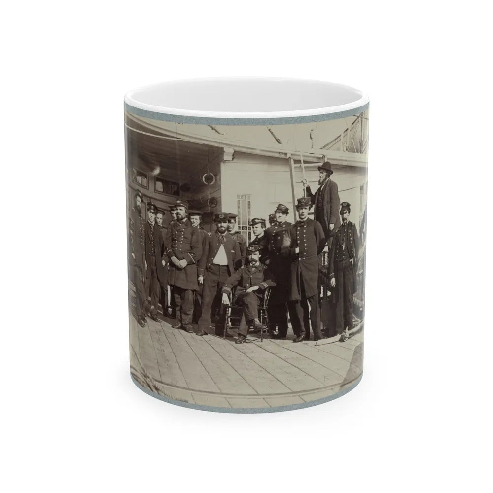 Navy Crewmen On The Deck Of A Ship (U.S. Civil War) White Coffee Mug-11oz-Go Mug Yourself