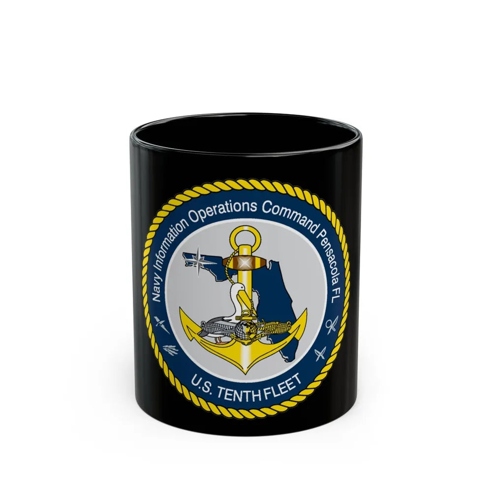 Navy Information Operations Command Pensacola FL US Tenth Fleet (U.S. Navy) Black Coffee Mug-11oz-Go Mug Yourself