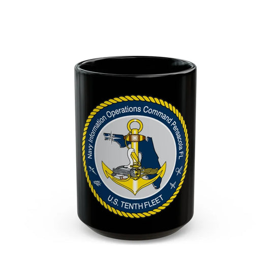 Navy Information Operations Command Pensacola FL US Tenth Fleet (U.S. Navy) Black Coffee Mug-15oz-Go Mug Yourself