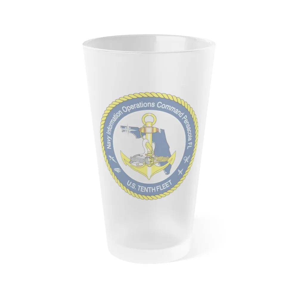 Navy Information Operations Command Pensacola FL US Tenth Fleet (U.S. Navy) Frosted Pint Glass 16oz-Go Mug Yourself