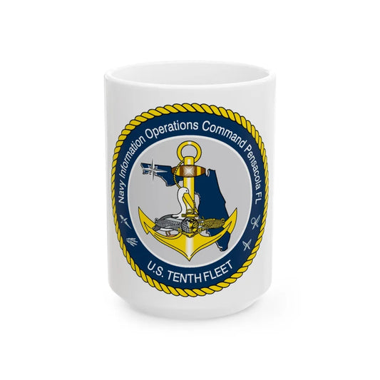 Navy Information Operations Command Pensacola FL US Tenth Fleet (U.S. Navy) White Coffee Mug-15oz-Go Mug Yourself