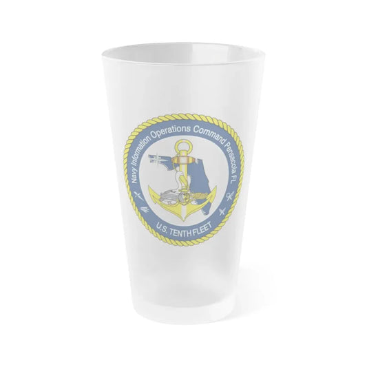Navy Information Operations Command Pensacola FL US Tenth Fleet (U.S. Navy) Frosted Pint Glass 16oz Default Title - Go Mug Yourself