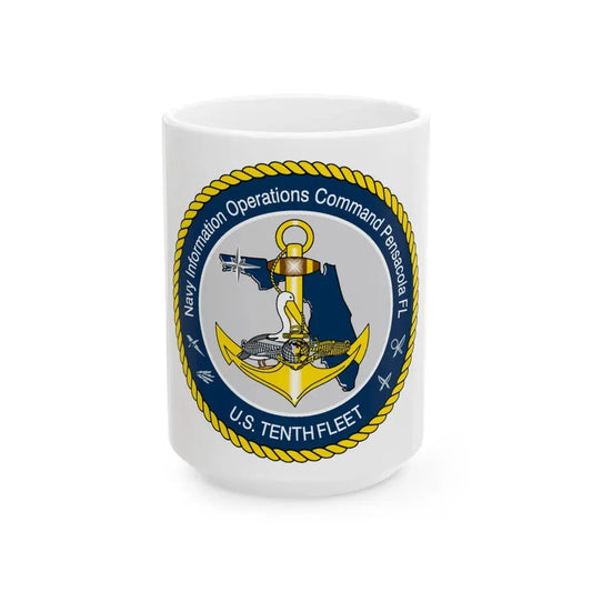 Navy Information Operations Command Pensacola FL US Tenth Fleet (U.S. Navy) White Coffee Mug 15oz - Go Mug Yourself