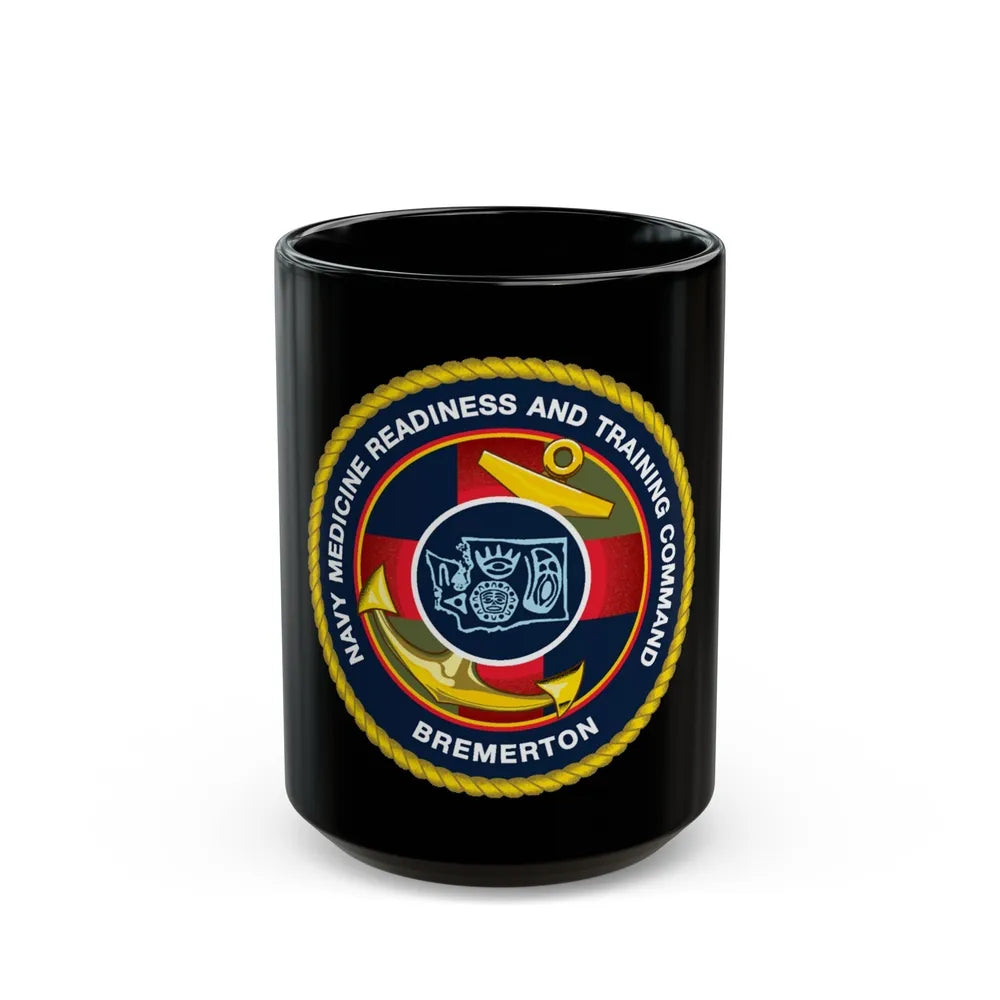 Navy Medicine Readiness and Training Command Bremerton (U.S. Navy) Black Coffee Mug-15oz-Go Mug Yourself