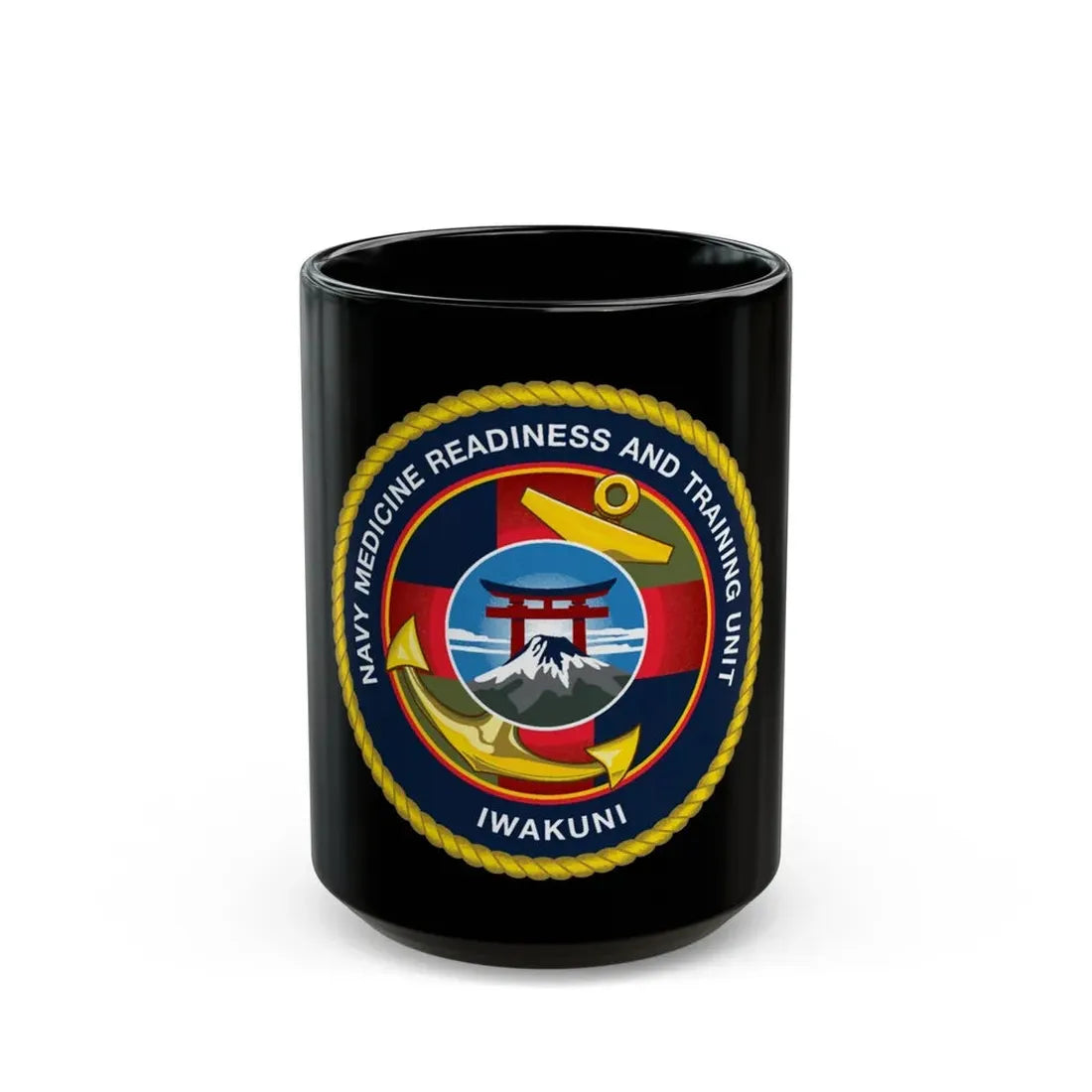 Navy Medicine Readiness and Training Unit Iwakuni (U.S. Navy) Black Coffee Mug 15oz - Go Mug Yourself