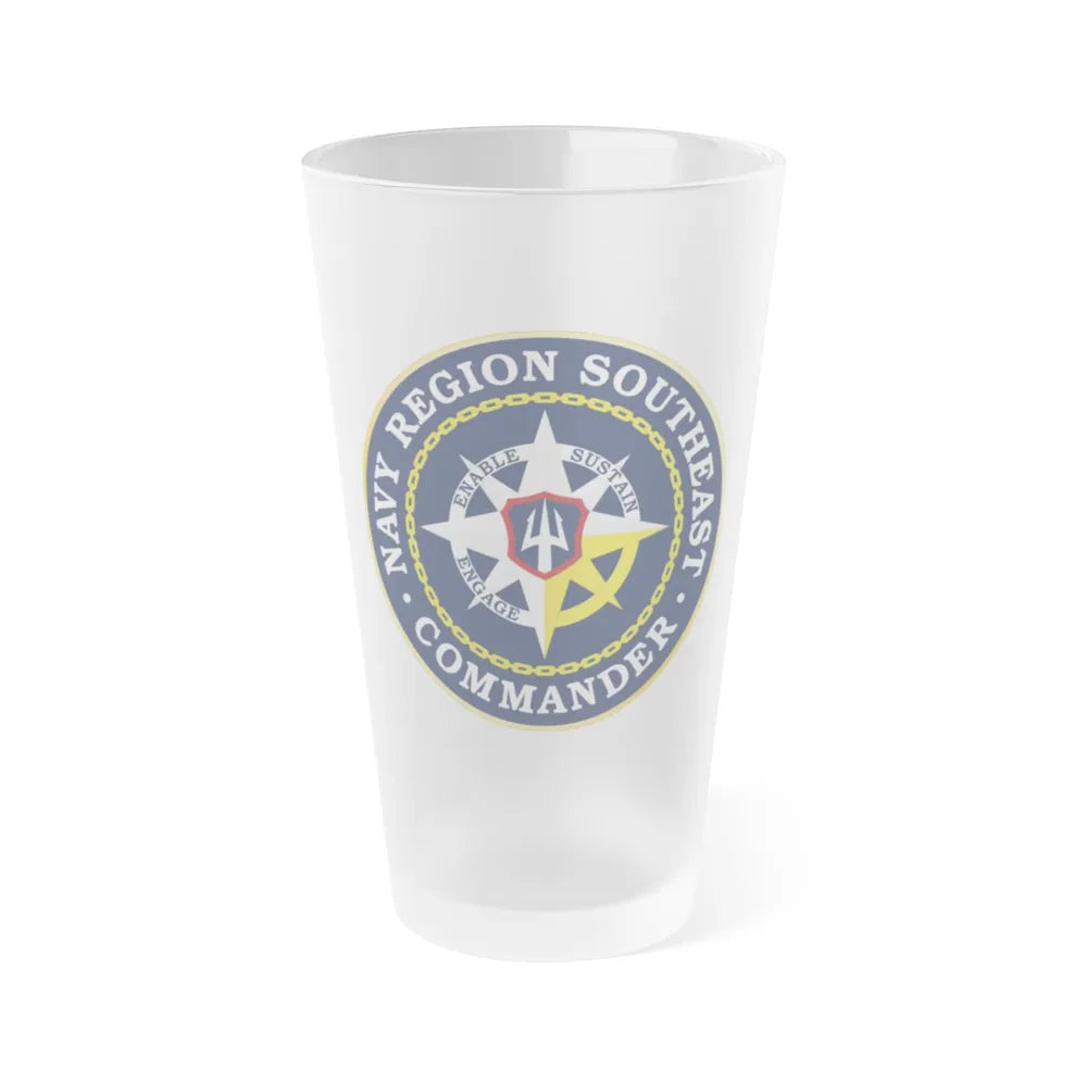 Navy Region Southeast (U.S. Navy) Frosted Pint Glass 16oz-Go Mug Yourself