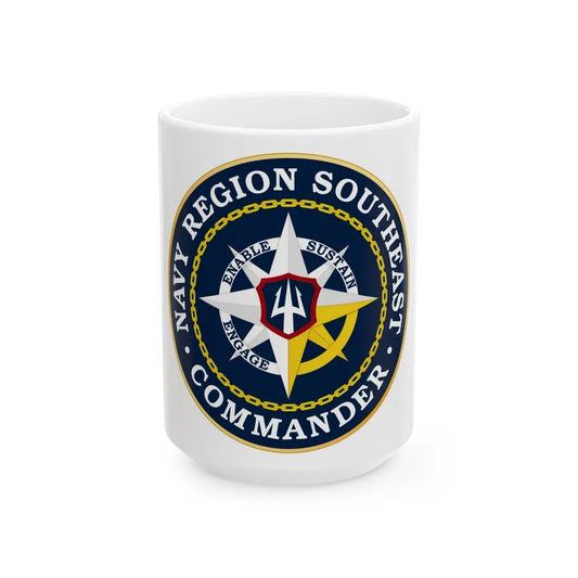 Navy Region Southeast (U.S. Navy) White Coffee Mug-15oz-Go Mug Yourself