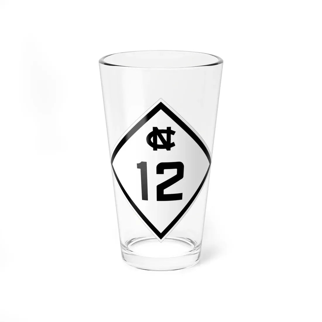 NC 12 1945 (North Carolina) (Road Sign) Pint Glass 16oz 16oz - Go Mug Yourself