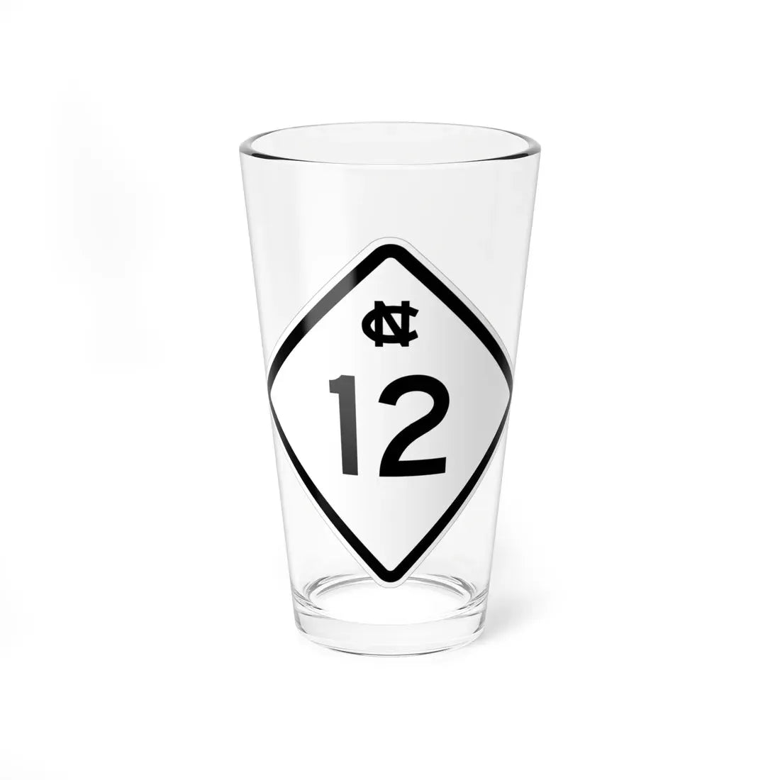 NC 12 1957 (North Carolina) (Road Sign) Pint Glass 16oz 16oz - Go Mug Yourself