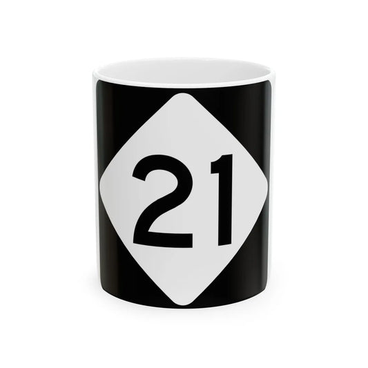 NC 21 (North Carolina) (Road Sign) White Coffee Mug 11oz - Go Mug Yourself