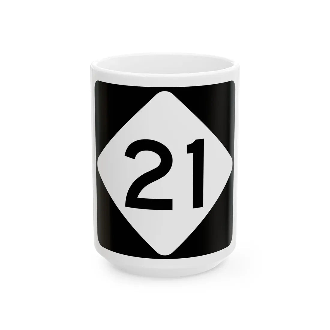 NC 21 (North Carolina) (Road Sign) White Coffee Mug 15oz - Go Mug Yourself
