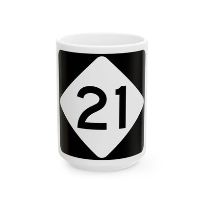NC 21 (North Carolina) (Road Sign) White Coffee Mug 15oz - Go Mug Yourself