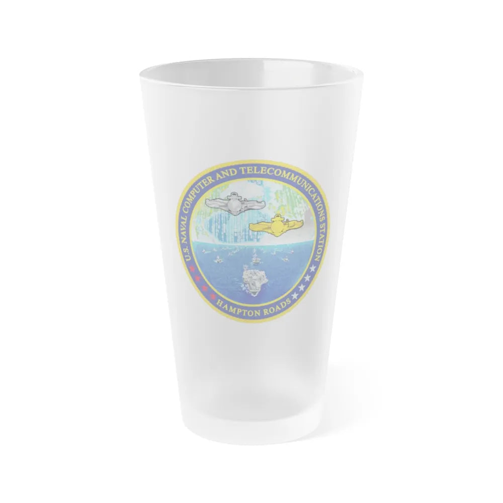 NCTS Hampton Roads (U.S. Navy) Frosted Pint Glass 16oz-Go Mug Yourself