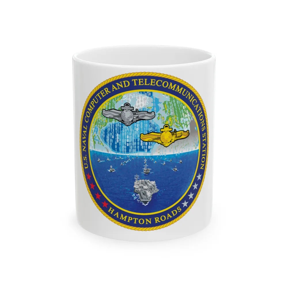 NCTS Hampton Roads (U.S. Navy) White Coffee Mug-11oz-Go Mug Yourself