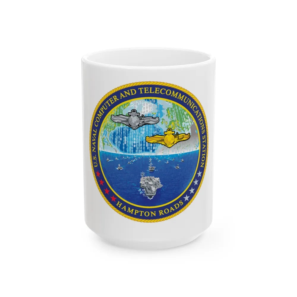 NCTS Hampton Roads (U.S. Navy) White Coffee Mug-15oz-Go Mug Yourself