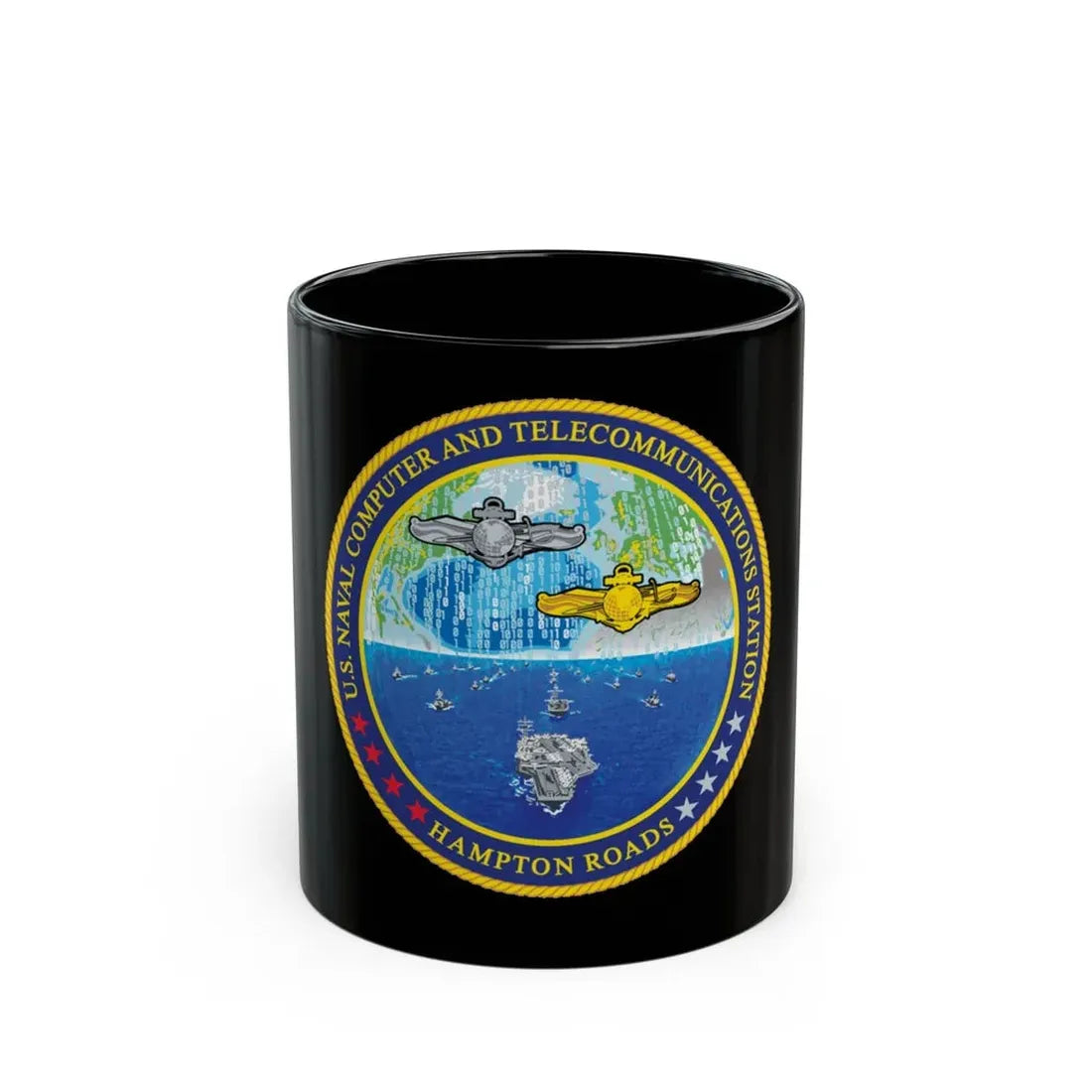 NCTS Hampton Roads (U.S. Navy) Black Coffee Mug 11oz - Go Mug Yourself