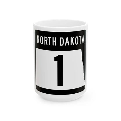 ND-1 2015 (North Dakota) (Road Sign) White Coffee Mug 15oz - Go Mug Yourself