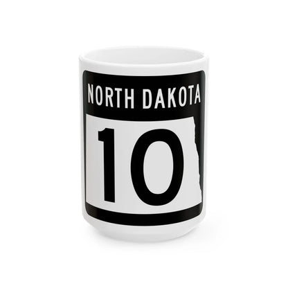ND-10 2015 (North Dakota) (Road Sign) White Coffee Mug 15oz - Go Mug Yourself