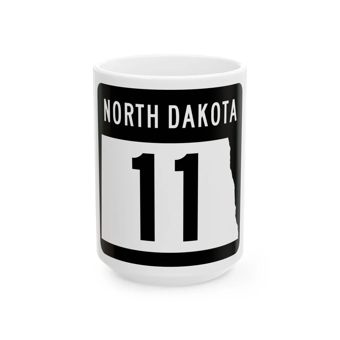 ND-11 2015 (North Dakota) (Road Sign) White Coffee Mug 15oz - Go Mug Yourself