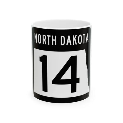 ND-14 2015 (North Dakota) (Road Sign) White Coffee Mug 11oz - Go Mug Yourself