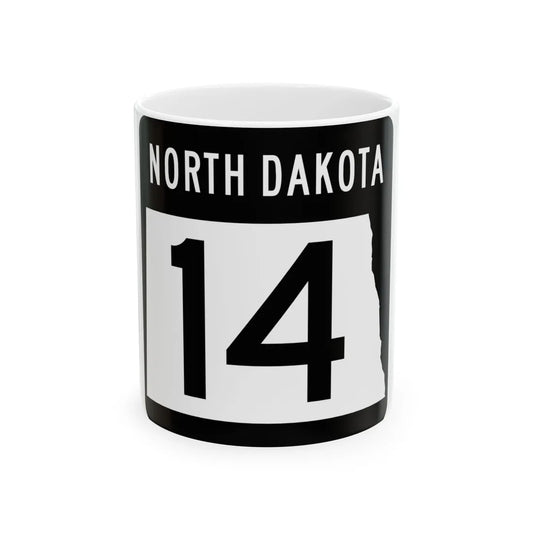 ND-14 2015 (North Dakota) (Road Sign) White Coffee Mug 11oz - Go Mug Yourself