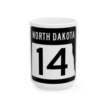 ND-14 2015 (North Dakota) (Road Sign) White Coffee Mug 15oz - Go Mug Yourself